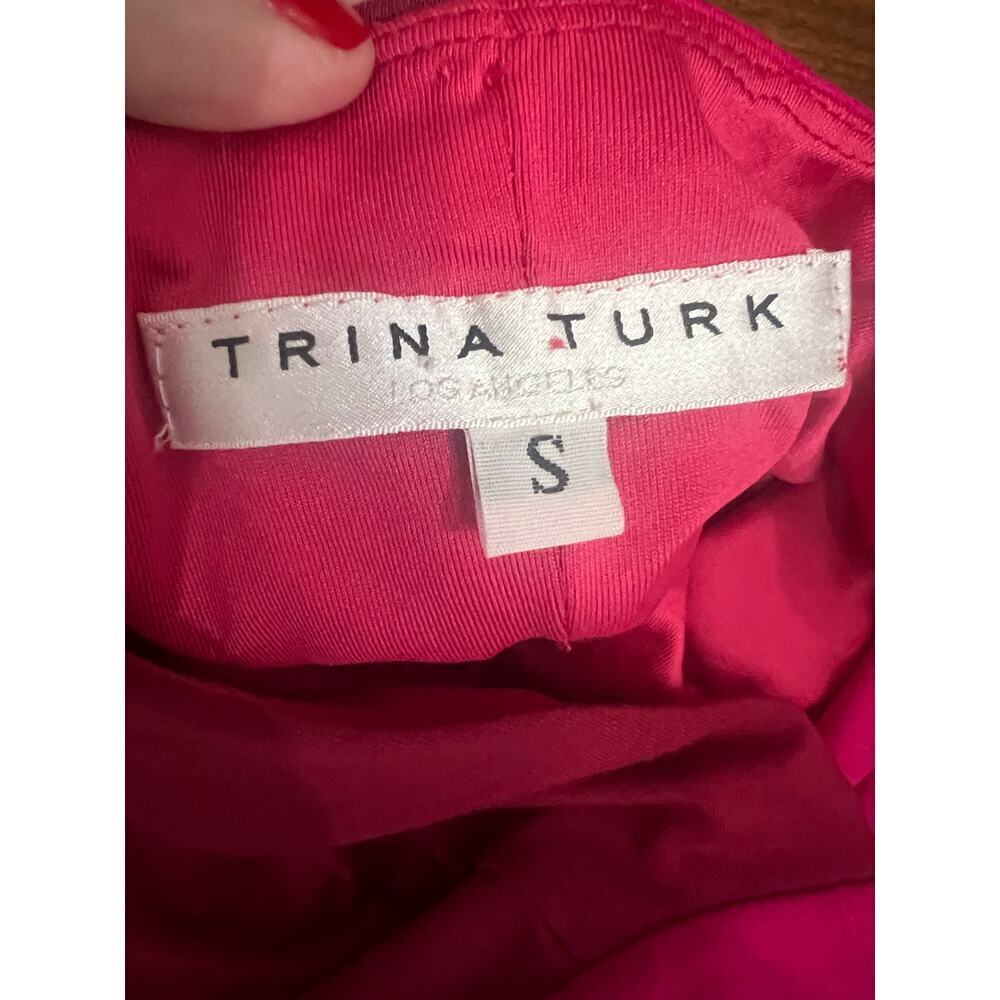 Trina Turk Colorblock Pink Burgundy Shift Dress Dolman Sleeve S - Picture 5 of 5